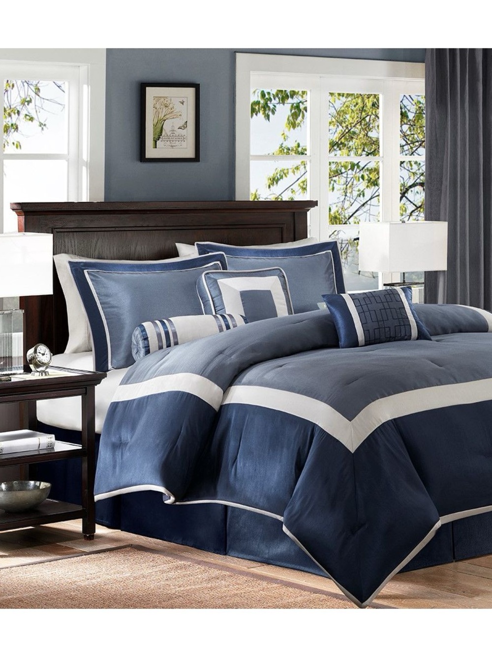 New Navy and White Comforter Set - Classic Bedding
